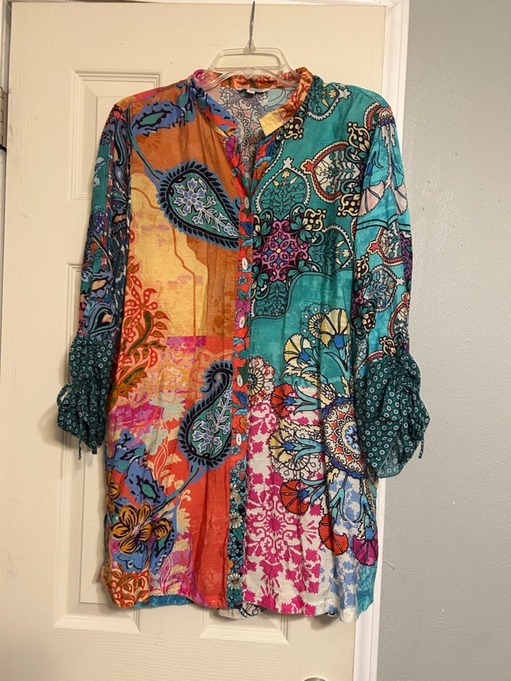 John Mark Teal Orange Floral Tunic